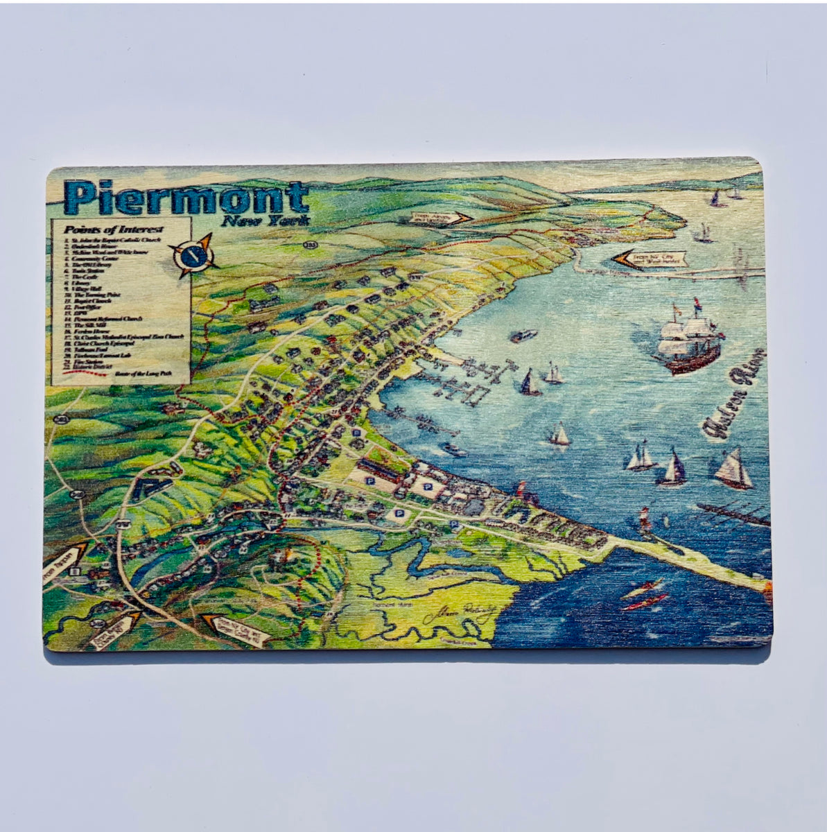 LP Piermont Wood Postcard Map Presence of Piermont