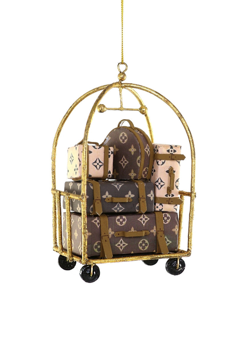 Luxury Hotel Luggage Cart Ornament New 2023 Cody Foster & Co 
