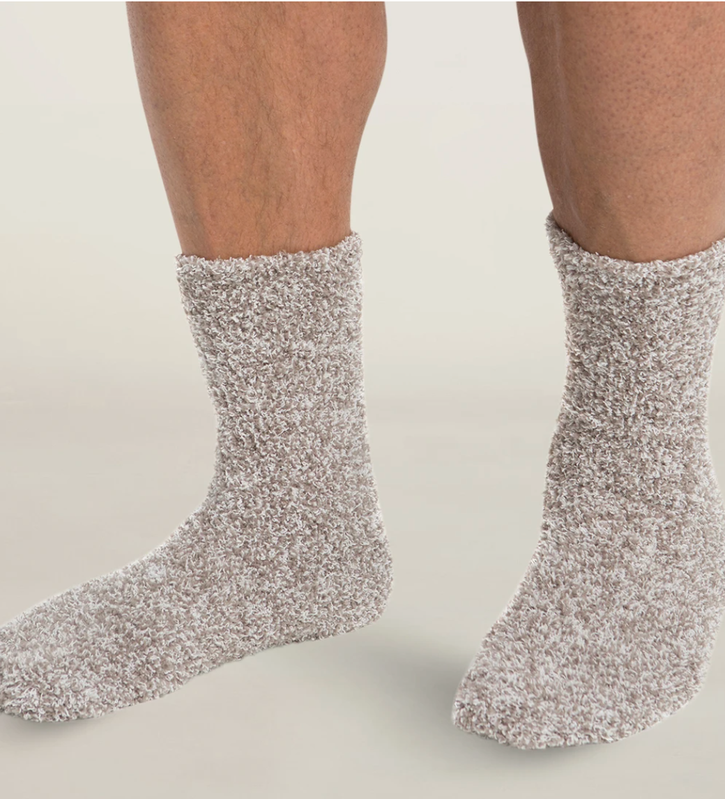 Barefoot Dreams CozyChic Heathered Socks in Dusty Rose/White