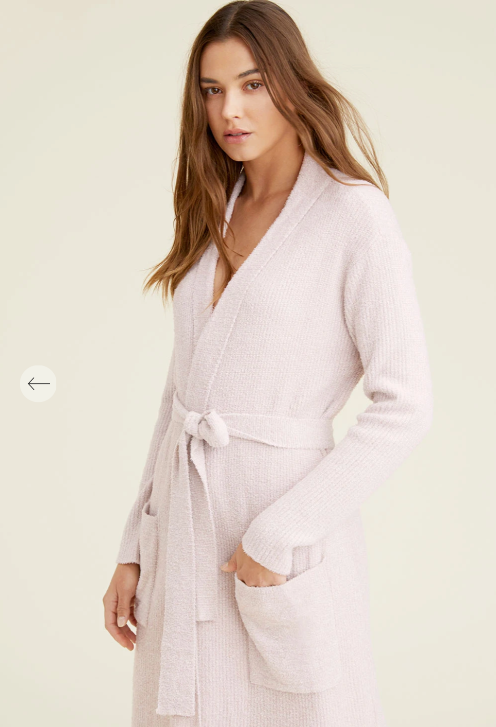 Barefoot Dreams Heathered Ribbed Robe - Faded Rose/Pearl